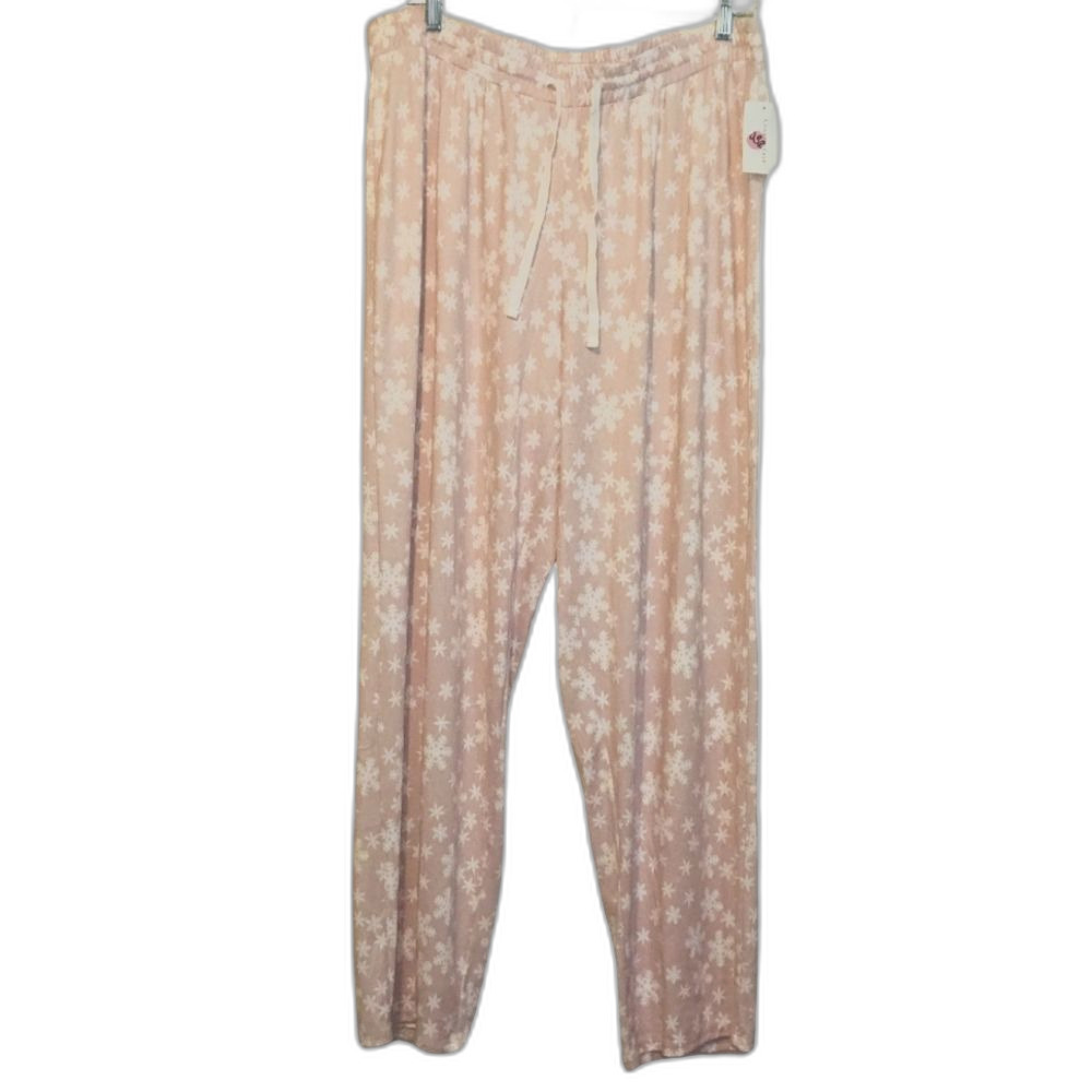 Charter Club pajama bottoms fleece snowflakes design pink NWT Sz L